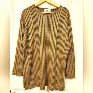 Vintage YS studio by youngstuff gold black Metallic sparkly tunic blouse size 2X